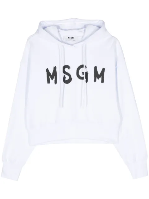 MSGM logo-print cotton hoodie