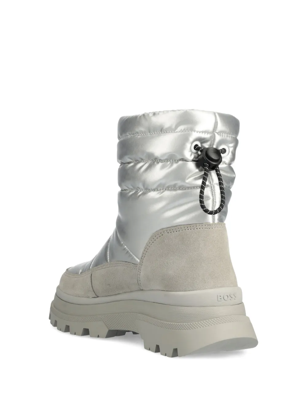BOSS quilted padded ankle boots Silver
