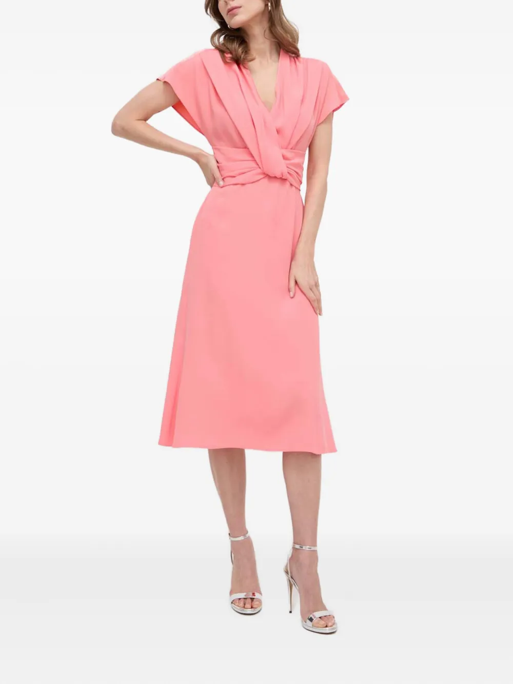 BOSS twisted-detail V-neck dress - Rosa