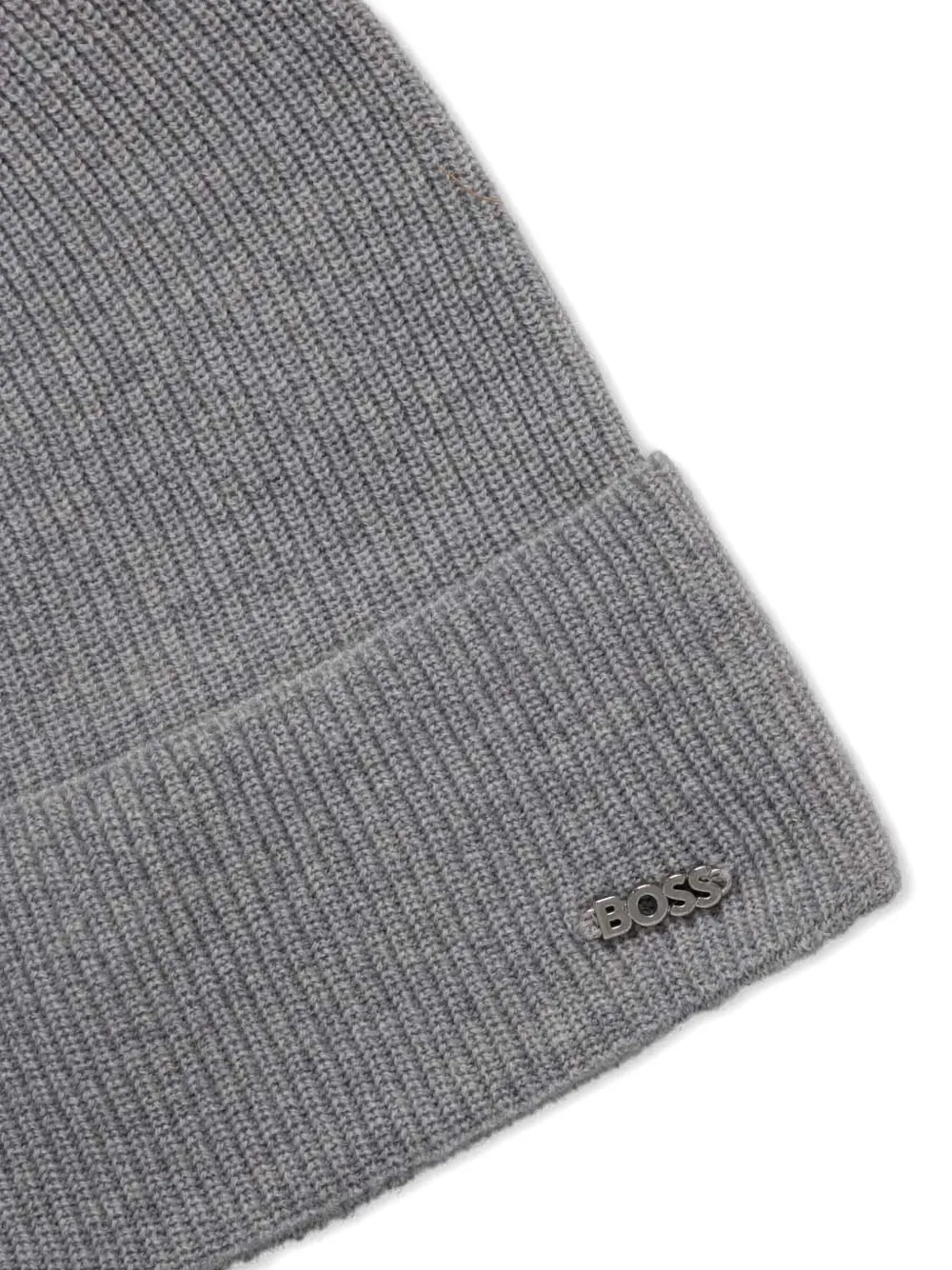 Hugo Boss Ribbed Scarf Beanie Set In Gray