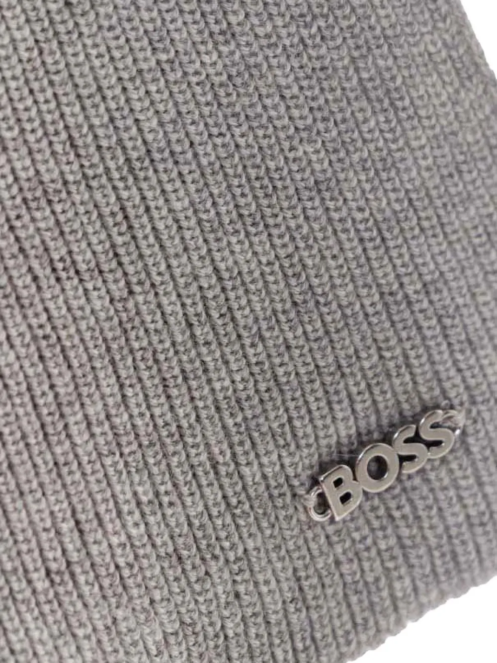Hugo Boss Ribbed Scarf Beanie Set In Gray