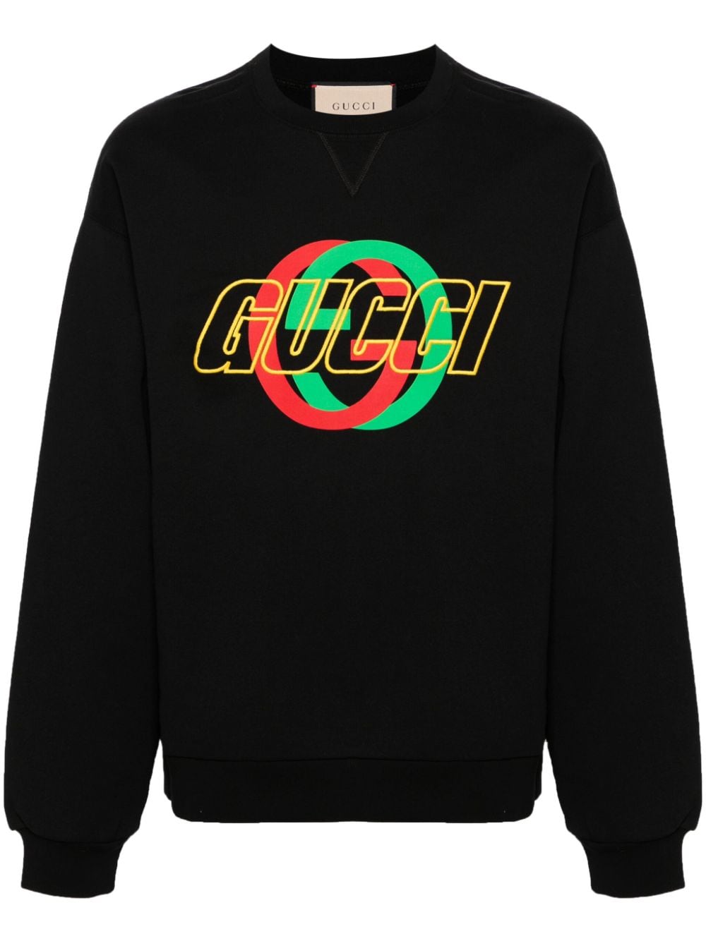 Gucci logo-embroidered cotton sweatshirt Zwart