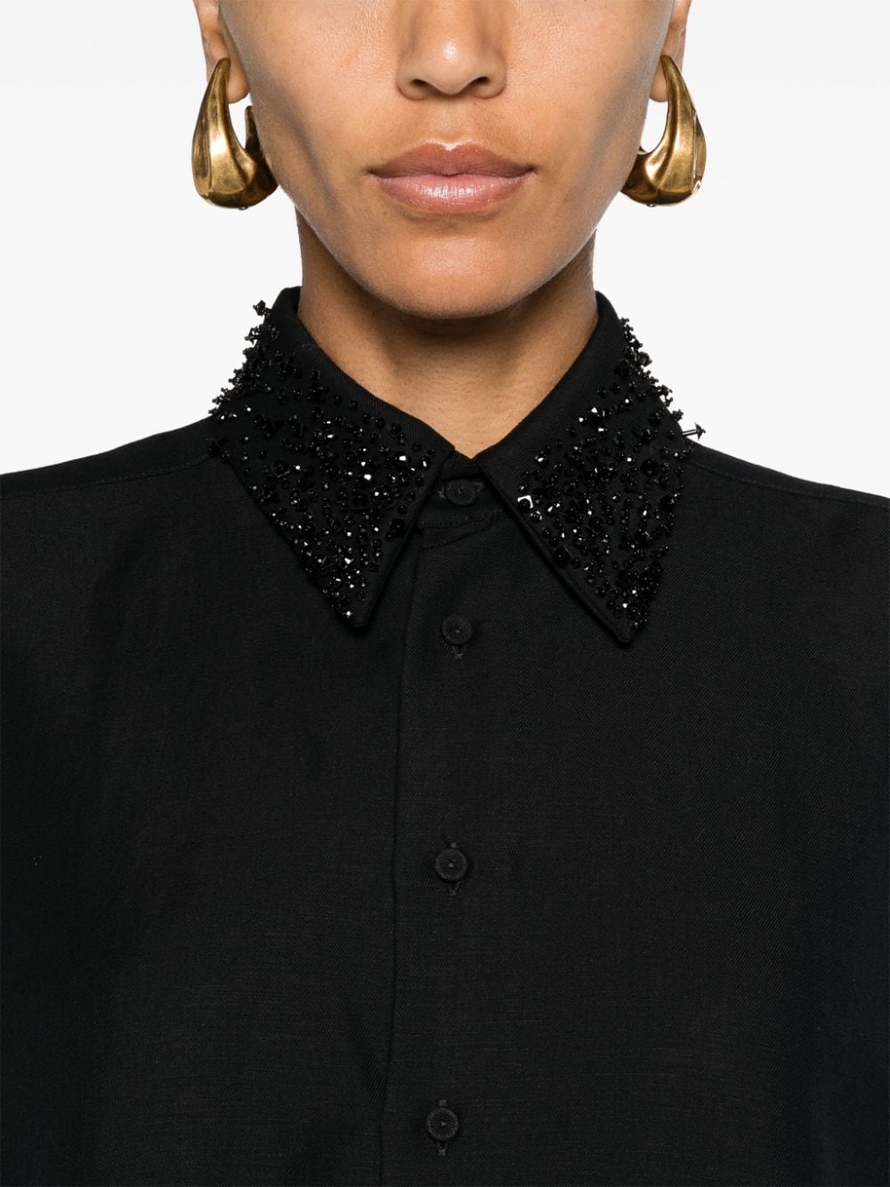 Fabiana Filippi Twill blouse met stras Zwart