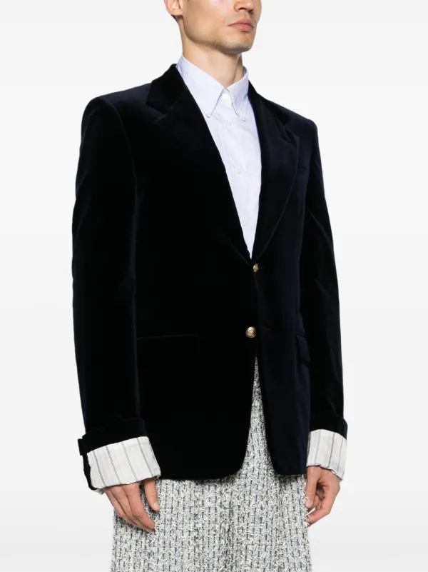 Gucci single-breasted Velvet Blazer | Blue | FARFETCH