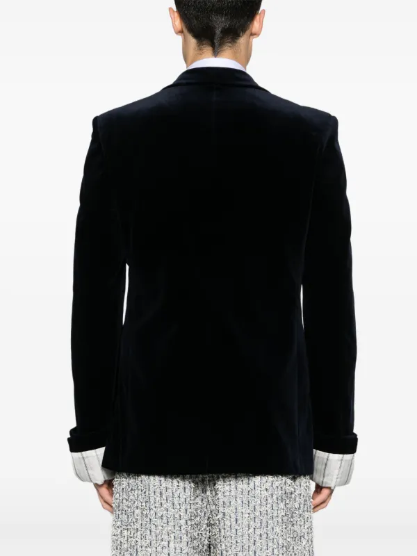 Gucci ベルベット シングルジャケット | ブルー | FARFETCH JP