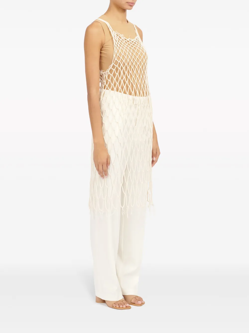 MM6 Maison Margiela Opengebreide midi-jurk Beige