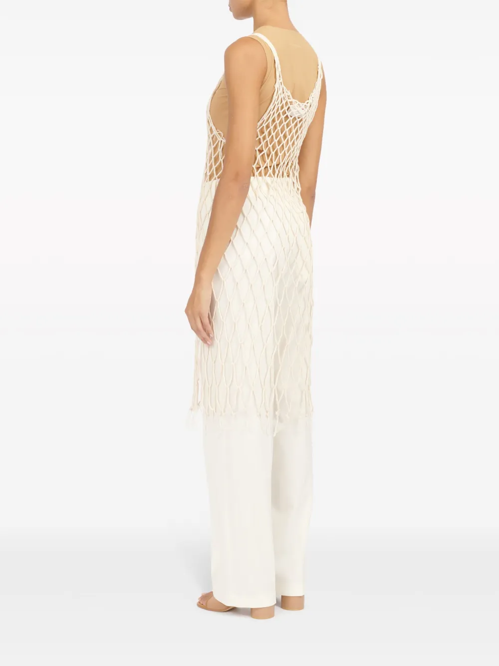 MM6 Maison Margiela Opengebreide midi-jurk Beige