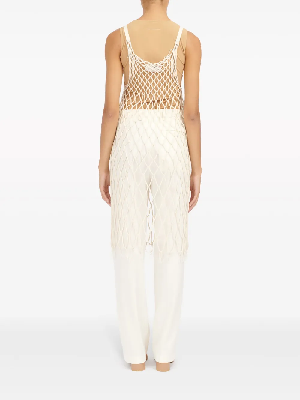 MM6 Maison Margiela Opengebreide midi-jurk Beige