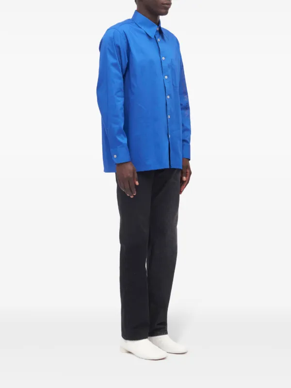 MM6 Maison Margiela pointed-collar button-up Shirt | Blue