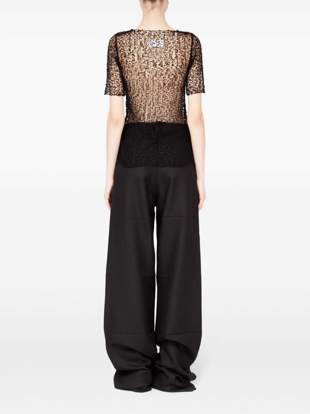 Maison Margiela dot-embroidered semi-sheer top Women