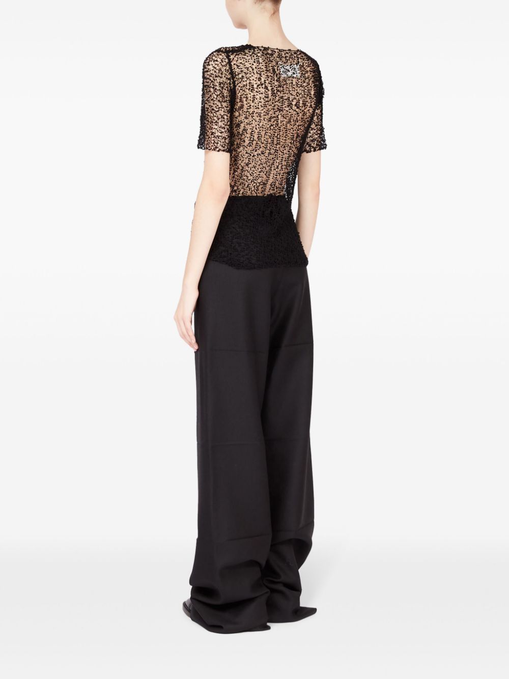 Maison Margiela dot-embroidered semi-sheer top Women