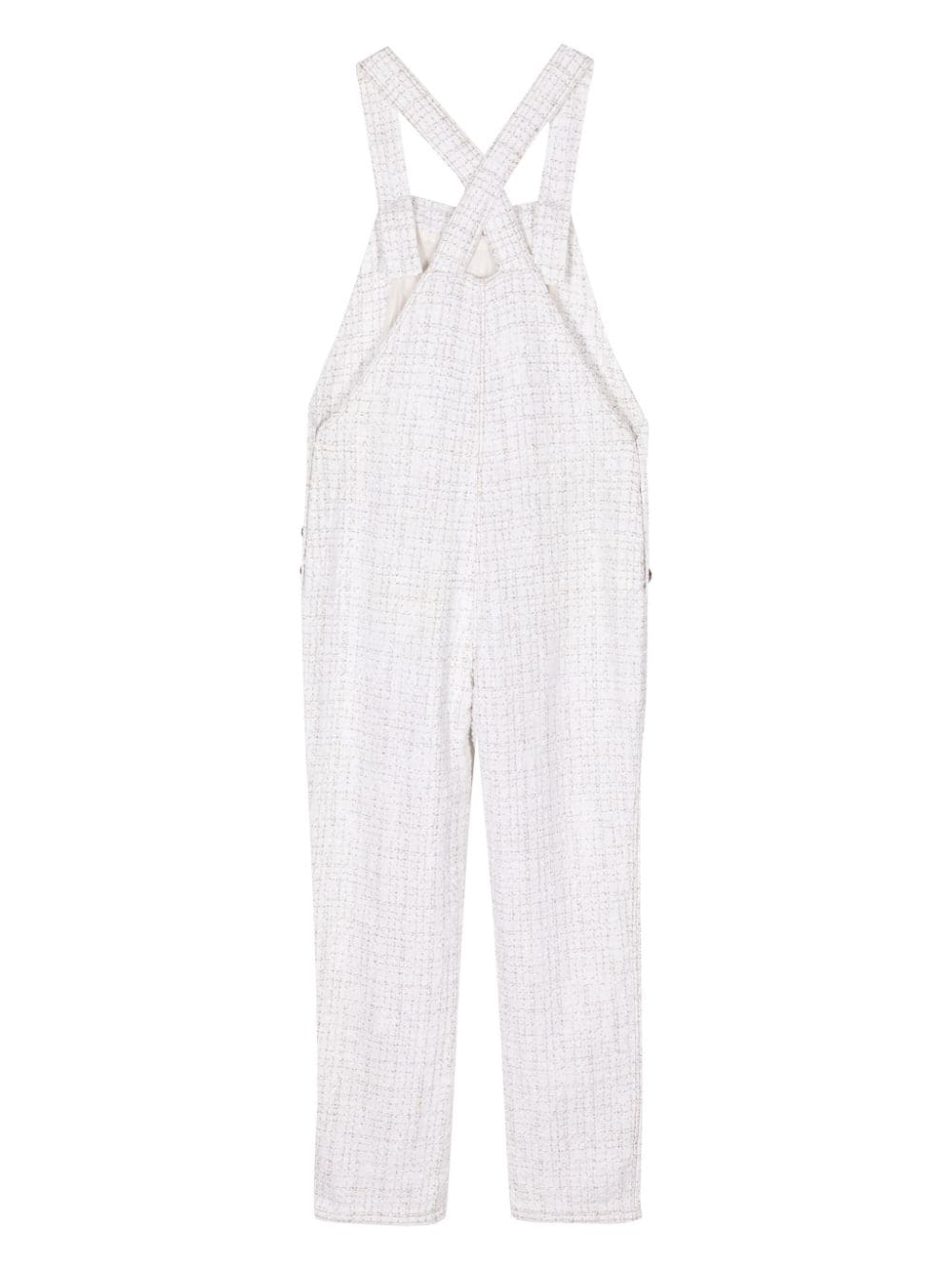 CHANEL Pre-Owned 2001 CC-button tweed dungarees - Wit