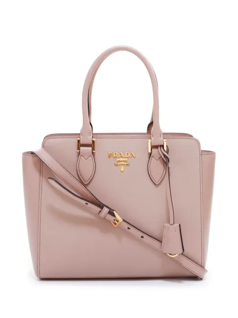 Prada Pre-Owned logo-lettering leather handbag