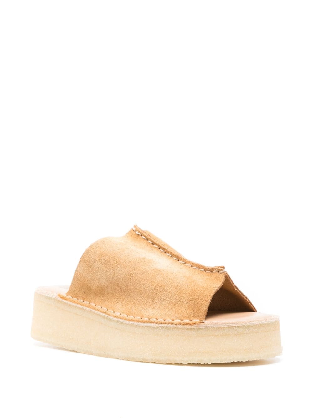 Shop Clarks Originals Suede Wedge Slides In Neutrals