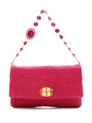 新品未使用 レア miumiu ファー 結びつい ショルダーバッグ クリスタル  