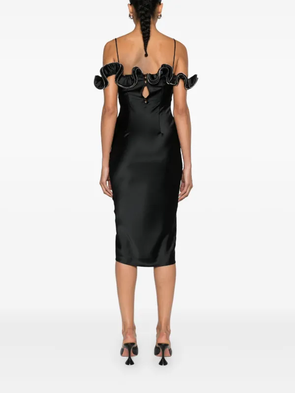 coperni off the shoulder dresses Coperni ruffle-detail Maxi Dress | Black
