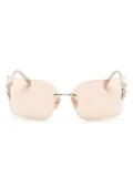 Miu Miu Eyewear logo-plaque wraparound-frame sunglasses - Gold