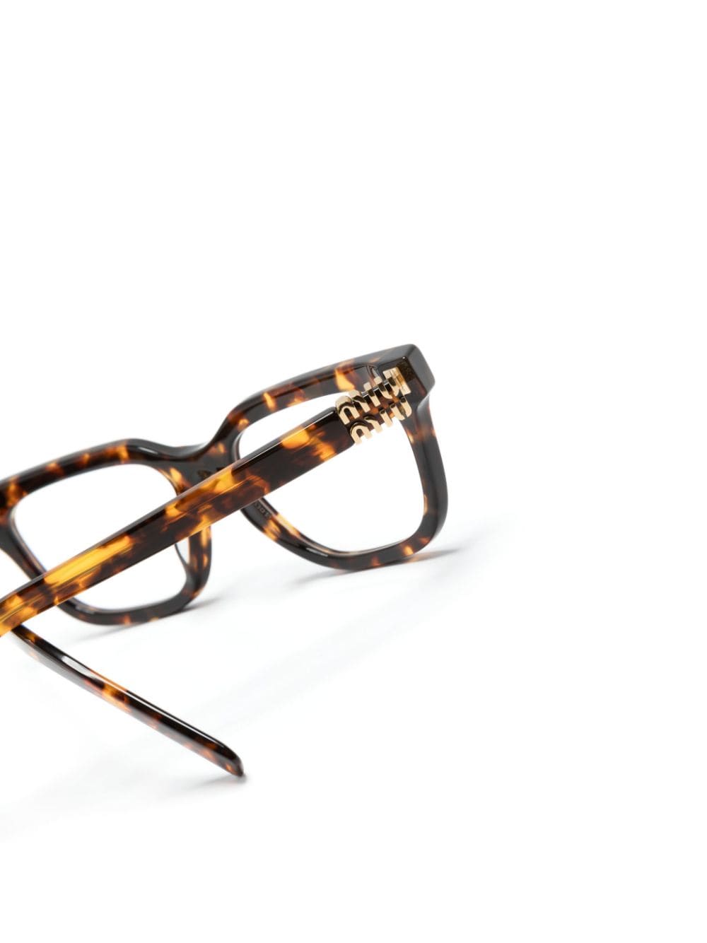 Shop Miu Miu Tortoiseshell Rectangle-frame Glasses In Brown