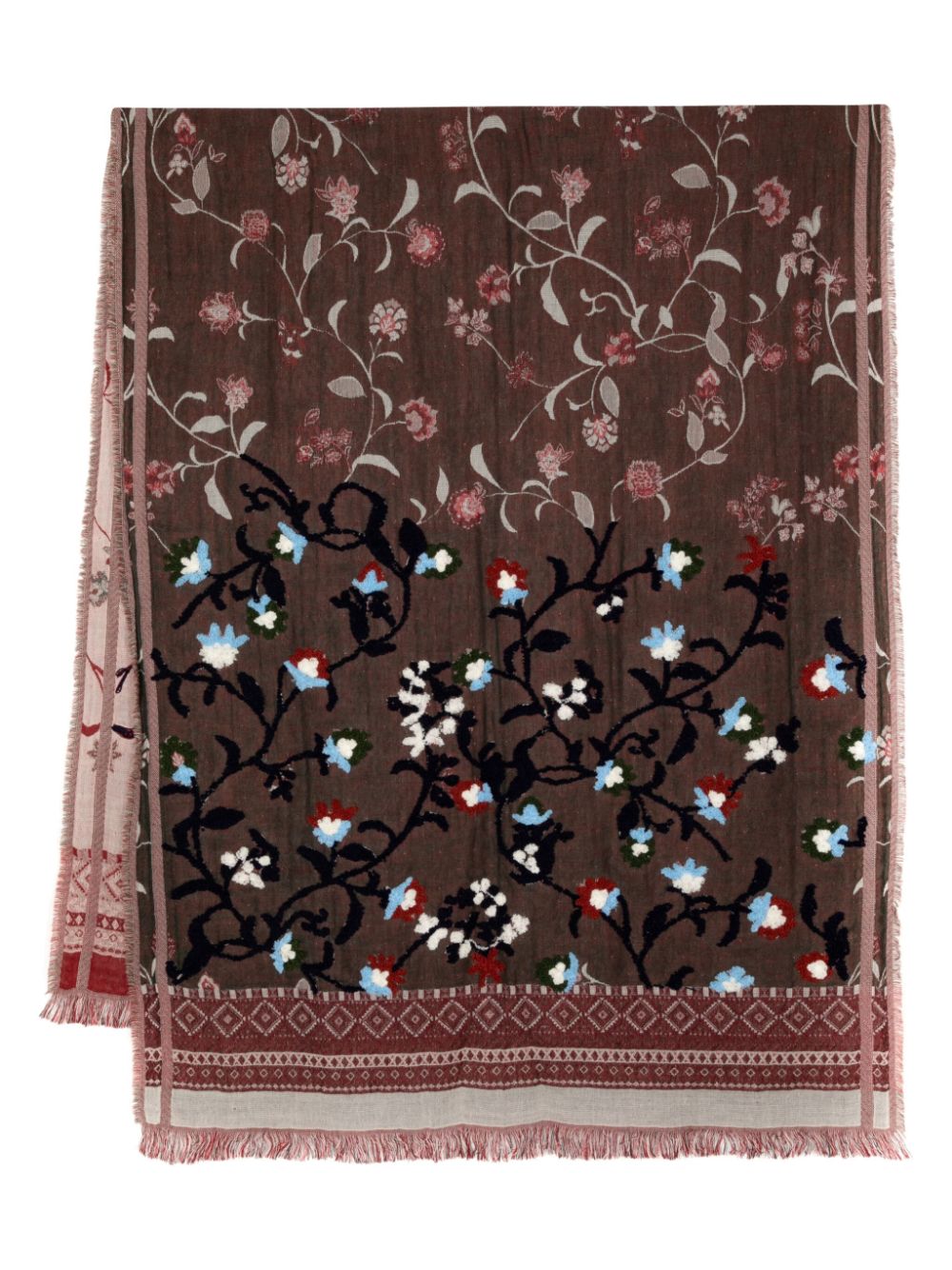 Shop Leathersmith Of London Floral-embroidered Scarf In Green