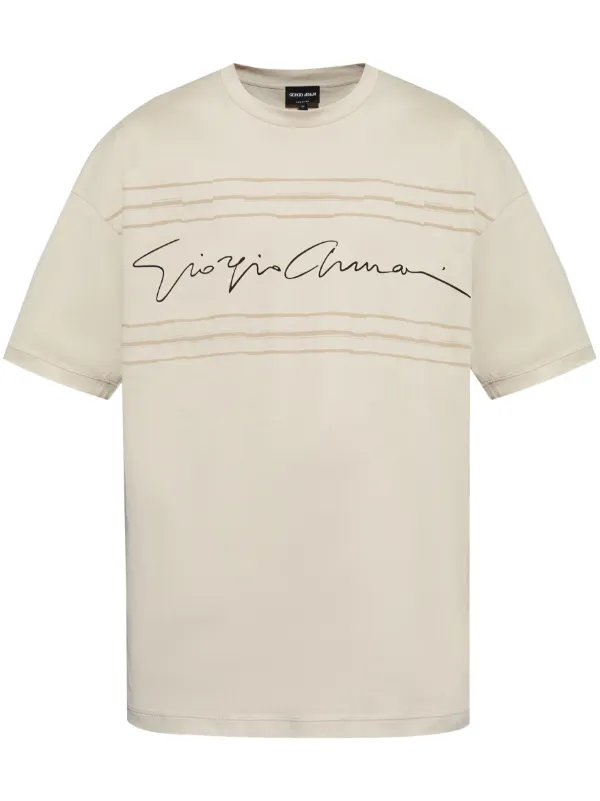 Giorgio Armani logo-print Cotton t-shirt | Neutrals | FARFETCH 
