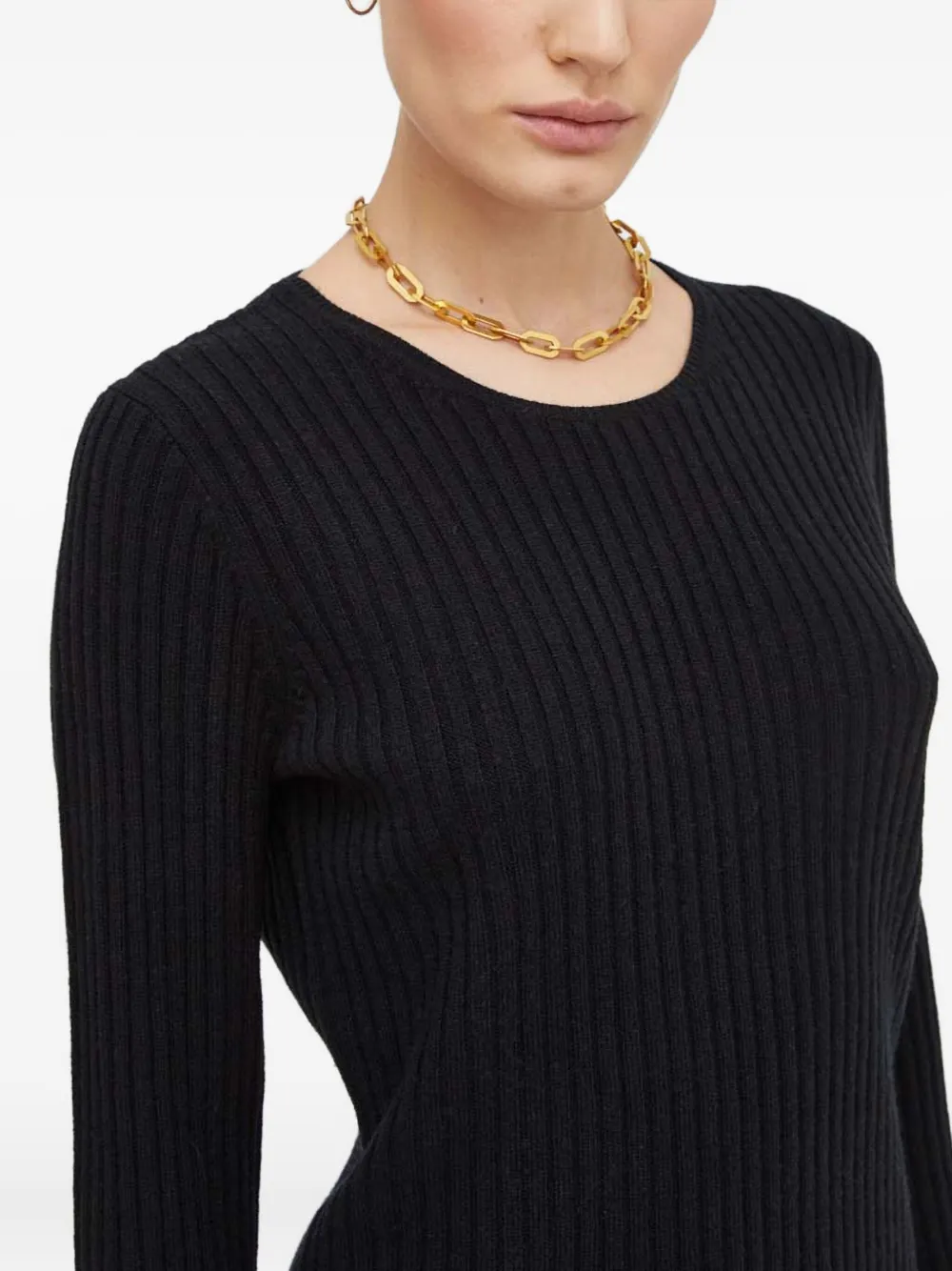 By Malene Birger Bell-sleeve Ribbed Sweater In Black