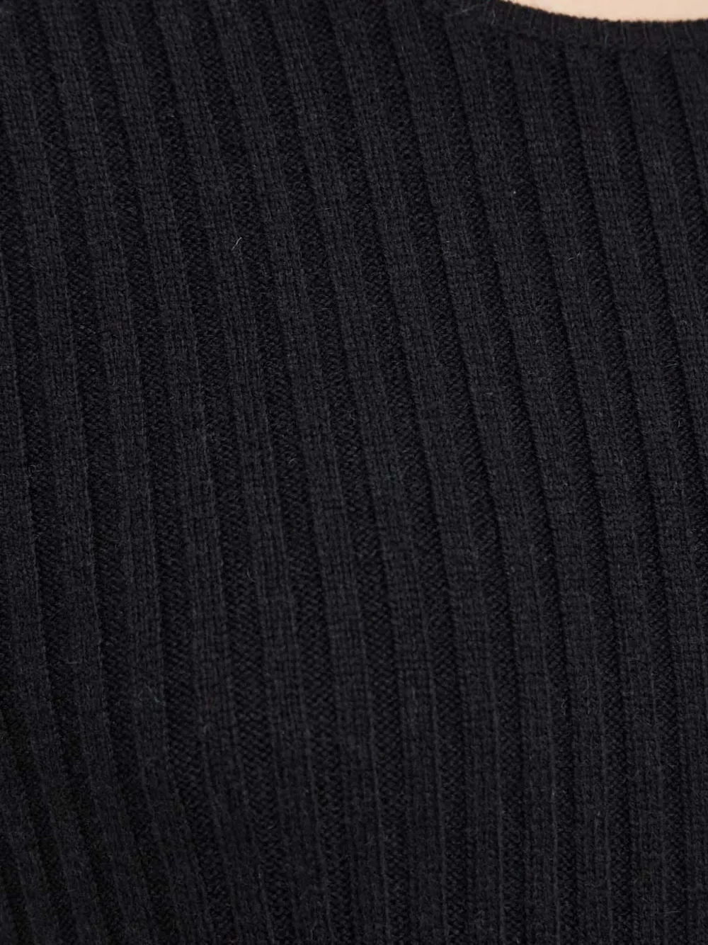 By Malene Birger Bell-sleeve Ribbed Sweater In Black