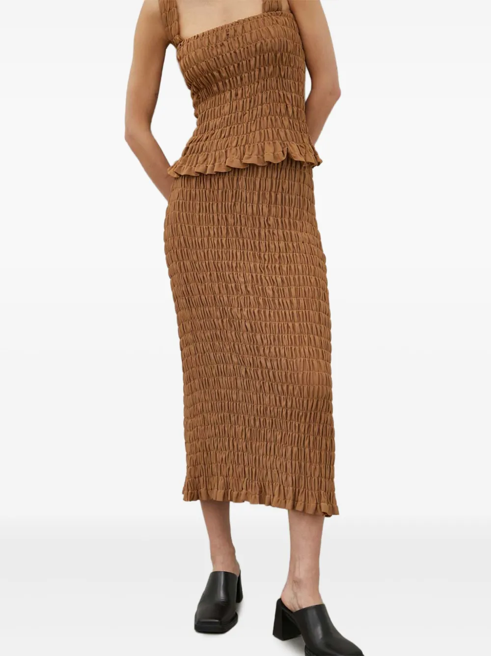 By Malene Birger ruffled midi skirt - Marrone