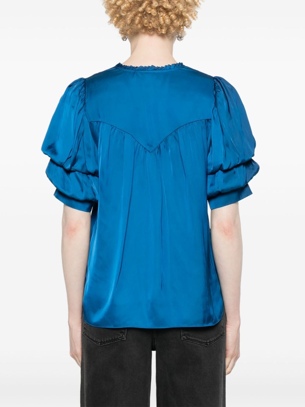 Shop Zadig & Voltaire Taste Satin Blouse In Blue