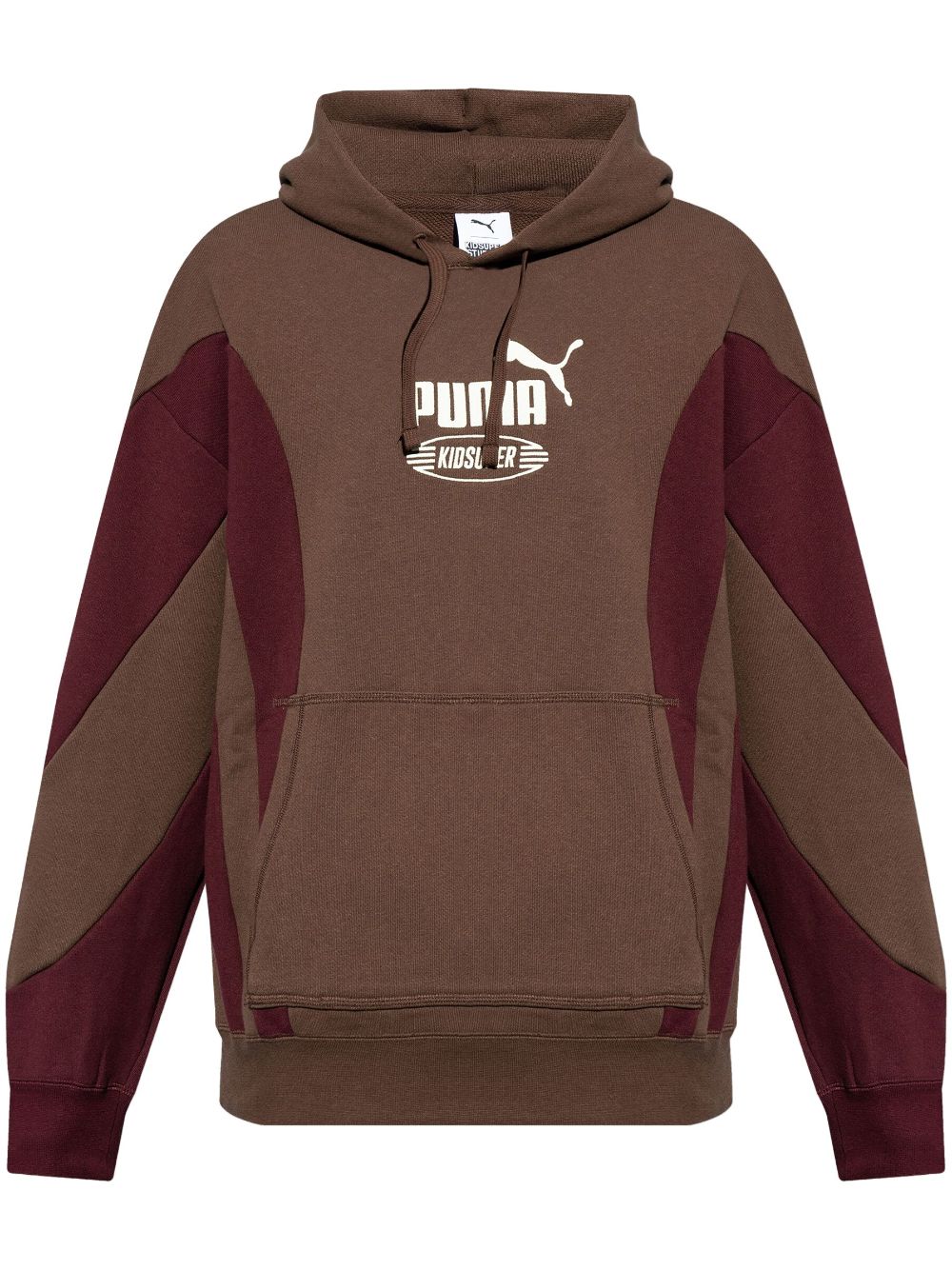 panelled logo-print hoodie