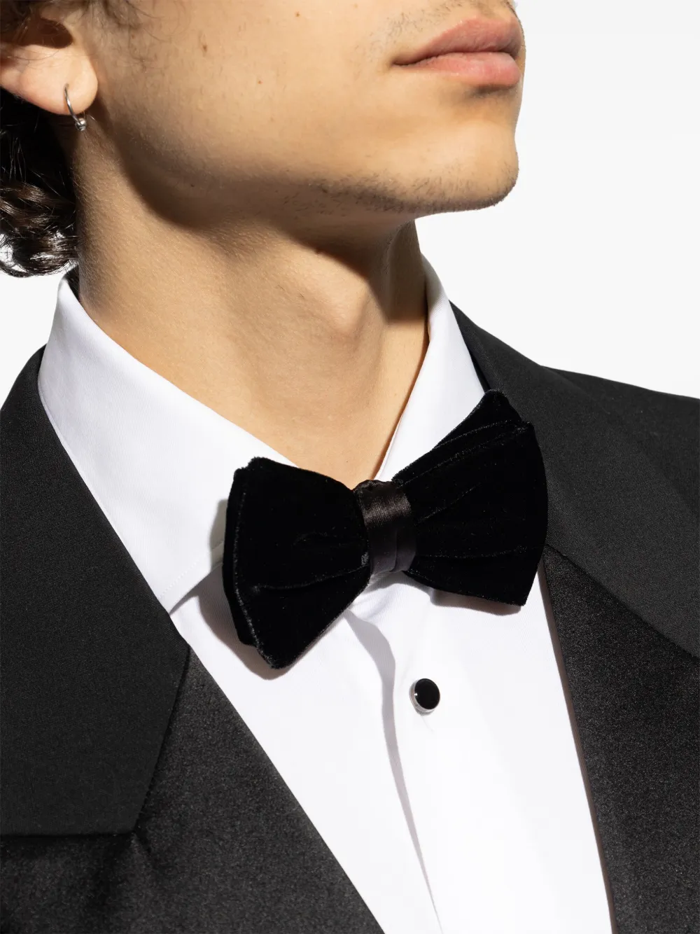 Shop Giorgio Armani Hook-fastening Velvet Bow Tie In Black