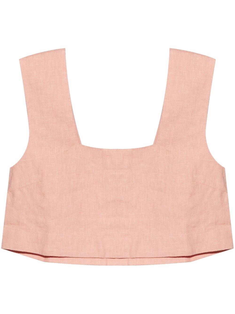 Posse Caleb Linen Cropped Top In Pink