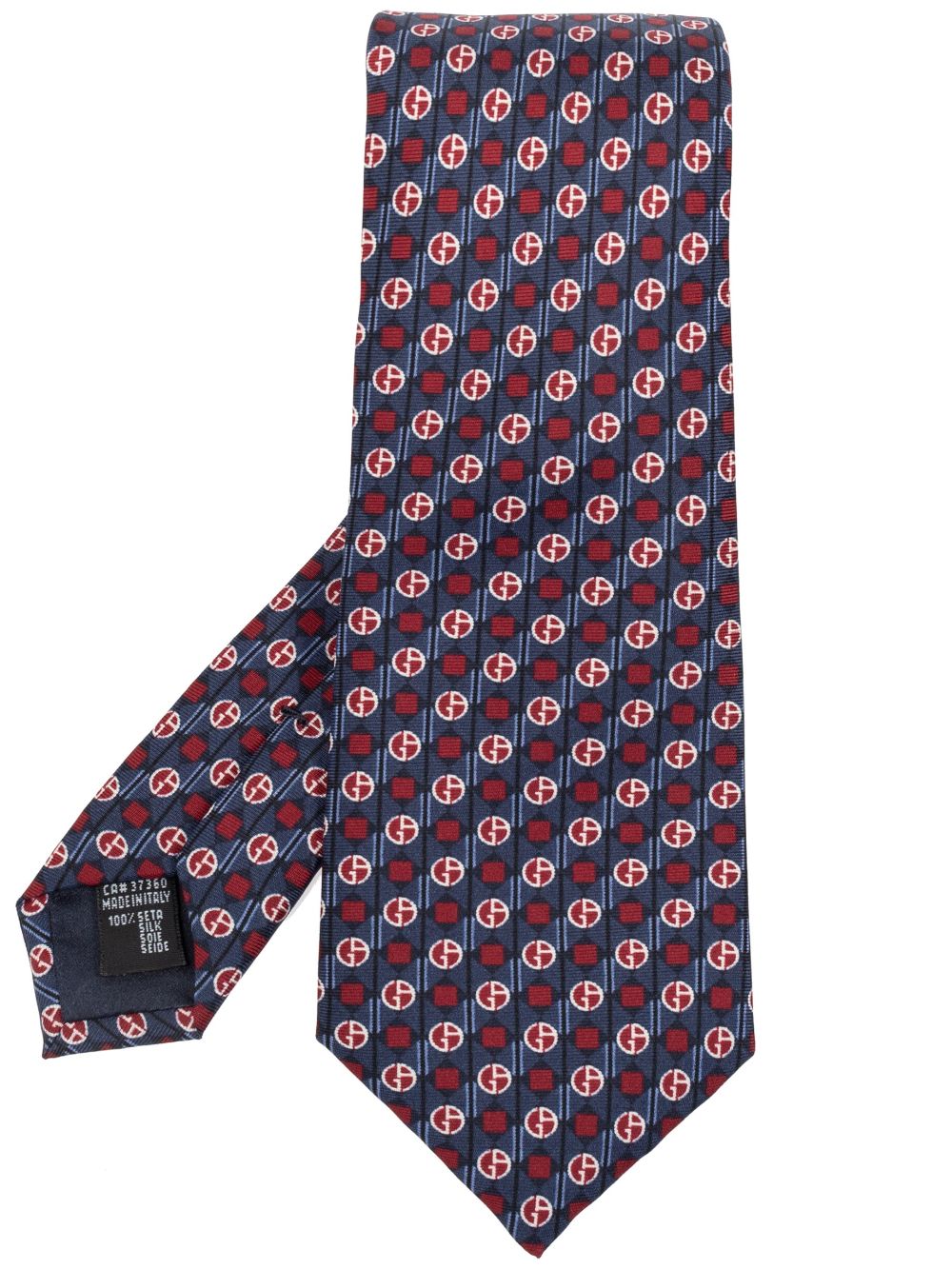 Giorgio Armani monogram-pattern silk tie - Blu