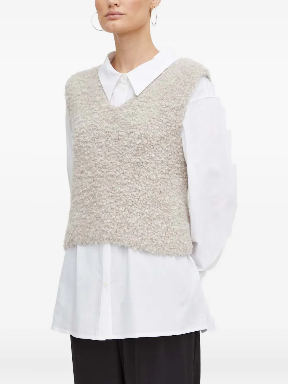 By Malene Birger textured V-neck vest | Neutrals | Image 1