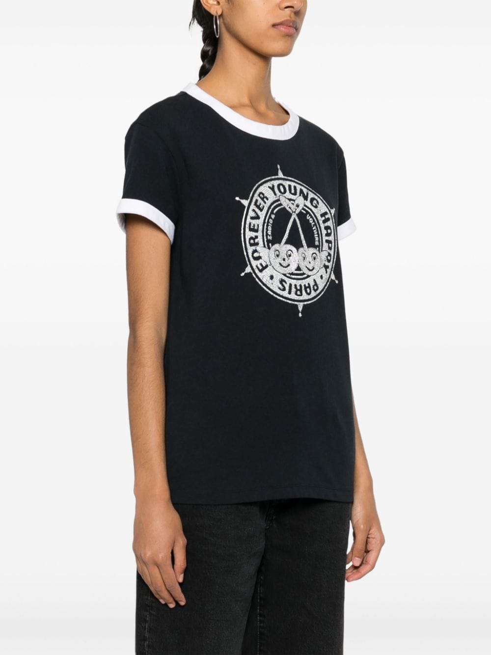 Shop Zadig & Voltaire Walk Diamante Insignia T-shirt In Schwarz