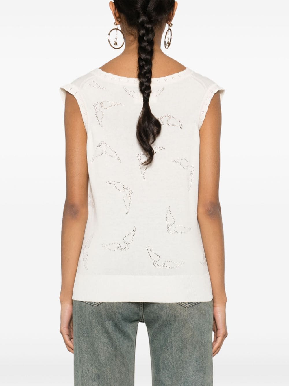 Shop Zadig & Voltaire Emmyl Pointelle-knit Sleeveless Jumper In Neutrals