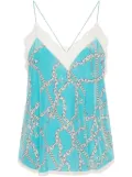 Zadig&Voltaire Christy logo-print silk top - Blue