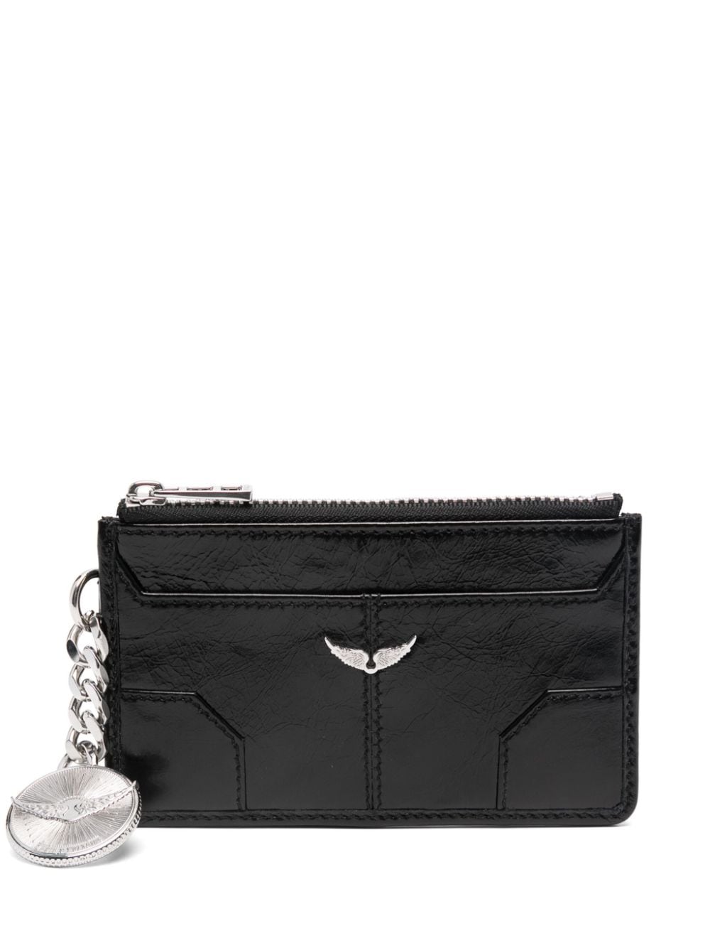 Zadig & Voltaire Sunny Leather Card Holder In Black