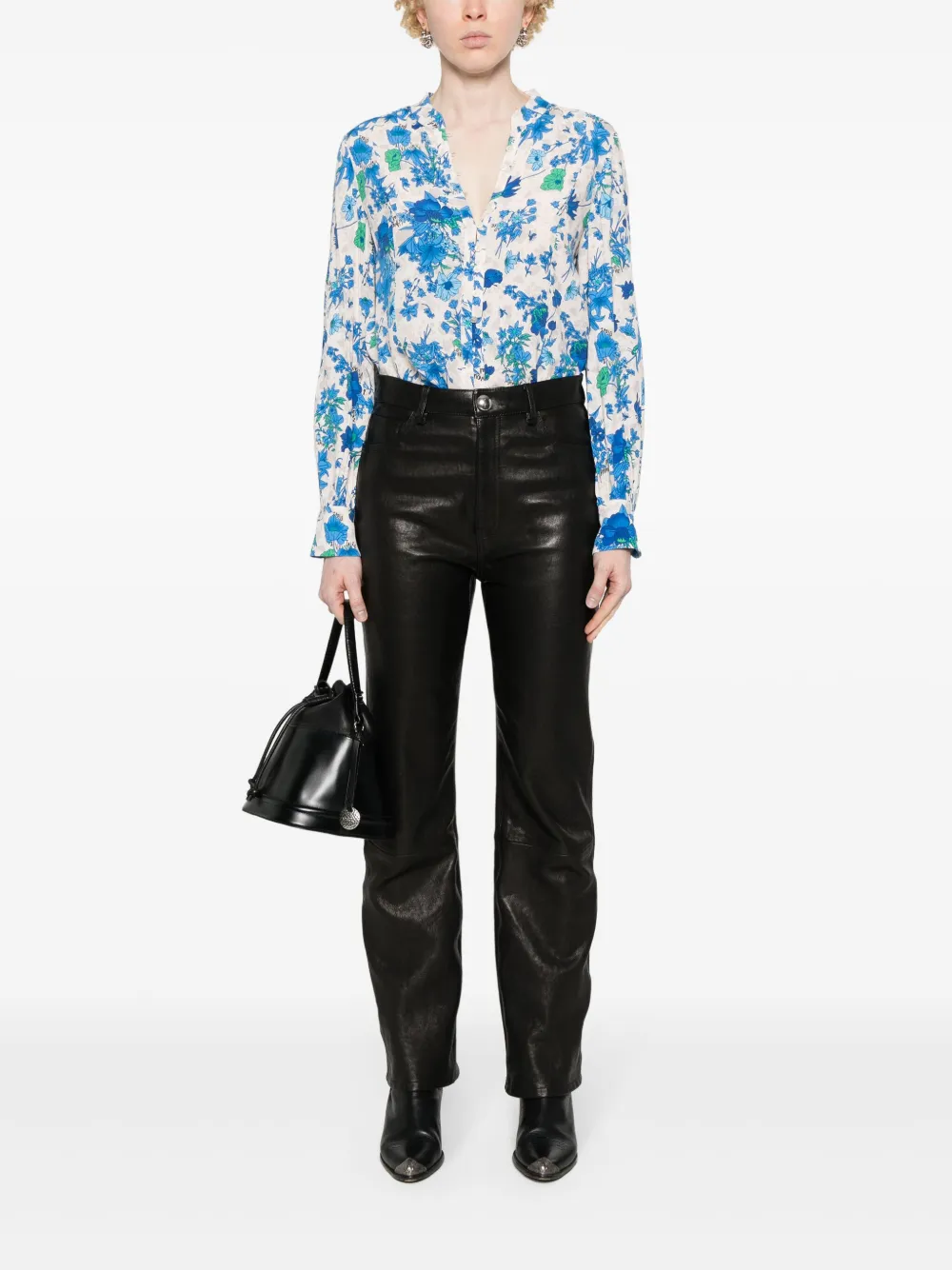 Zadig&Voltaire Blouse van crêpe met bloemenprint - Blauw