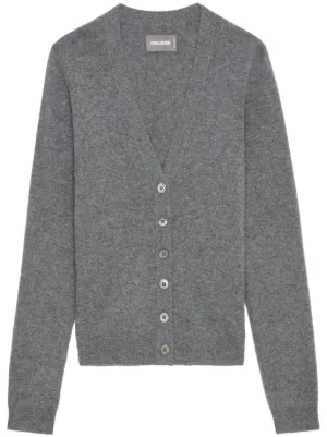 Zadig & Voltaire - Grey Cashmere Cardigan w/ Star Detail Sz