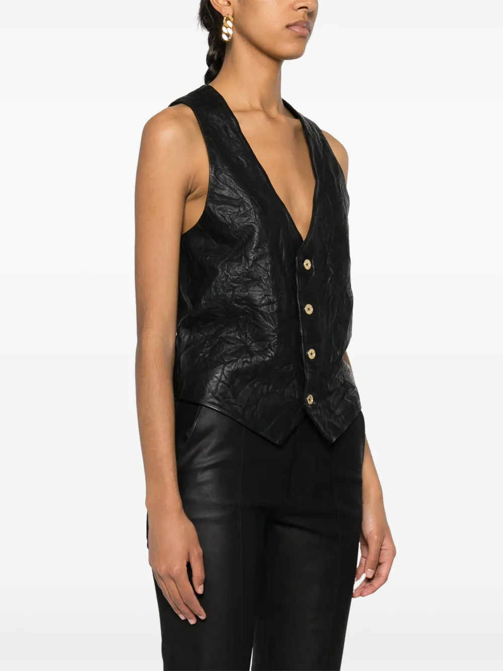 Zadig&Voltaire Emile leren gilet Zwart