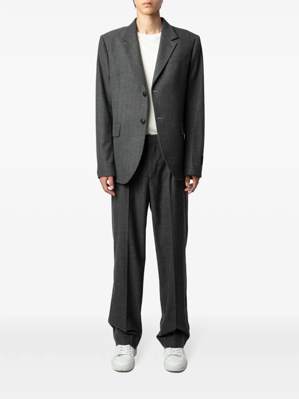 Zadig&Voltaire Blazer met logopatch en krijtstreep - Grijs