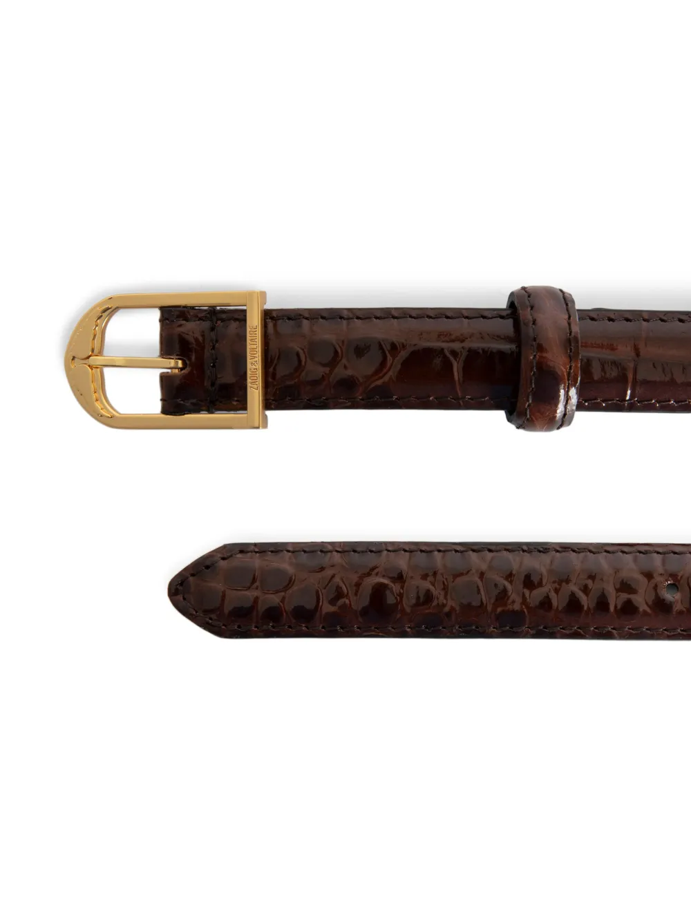 Zadig&Voltaire 20 mm riem met krokodillen-reliëf - Bruin