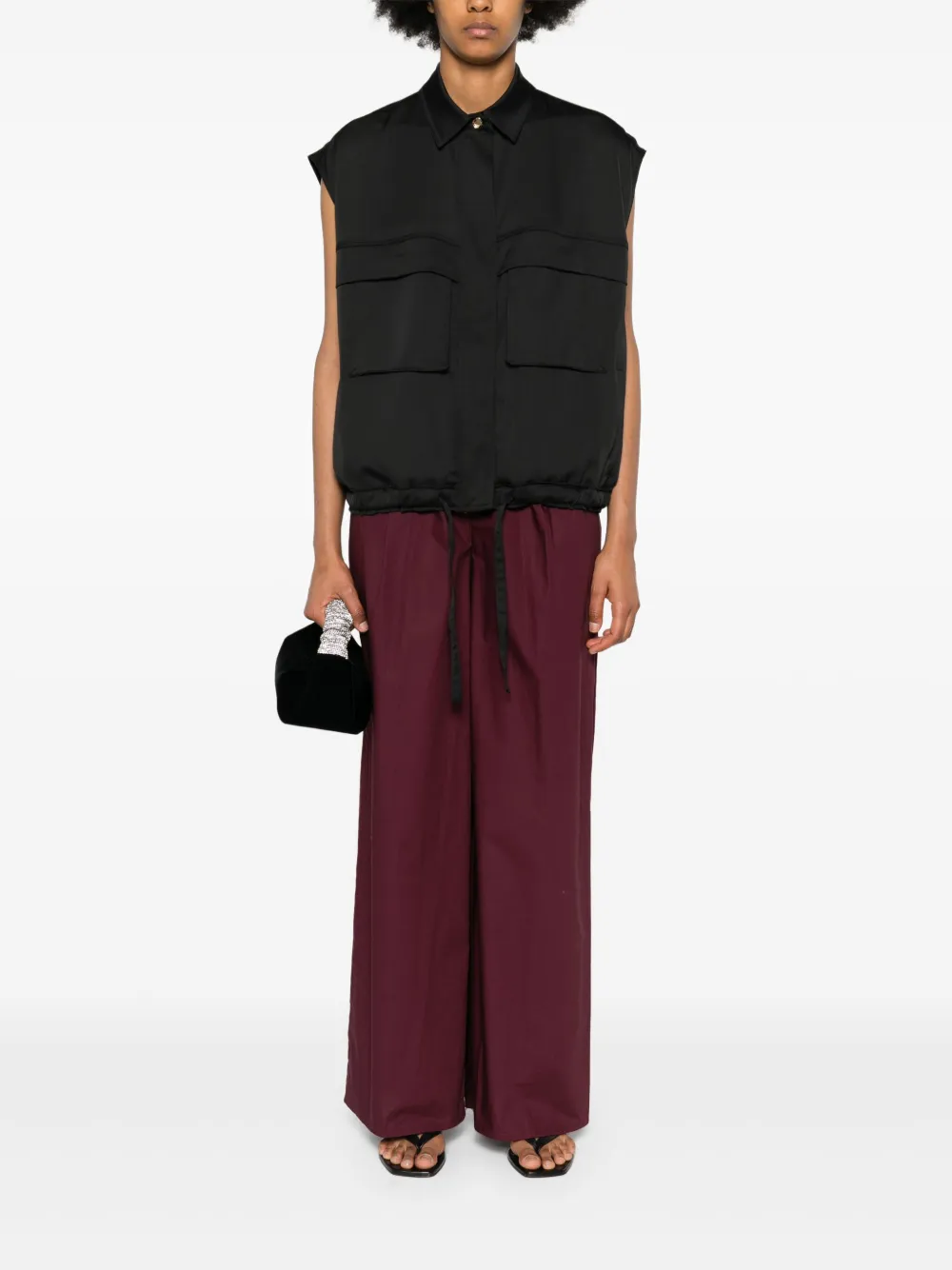 PINKO Eros satin gilet - Zwart