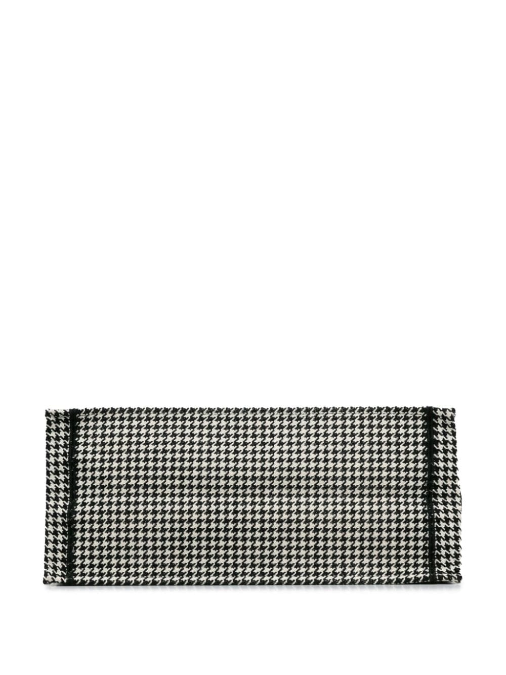 Pre-owned Dior 2019 Large Houndstooth Embroidered Book Tote Bag In Black