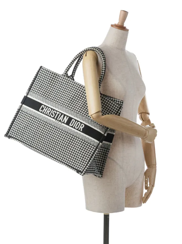 Christian Dior Pre-Owned Borsa Tote Houndstooth Embroidered Book