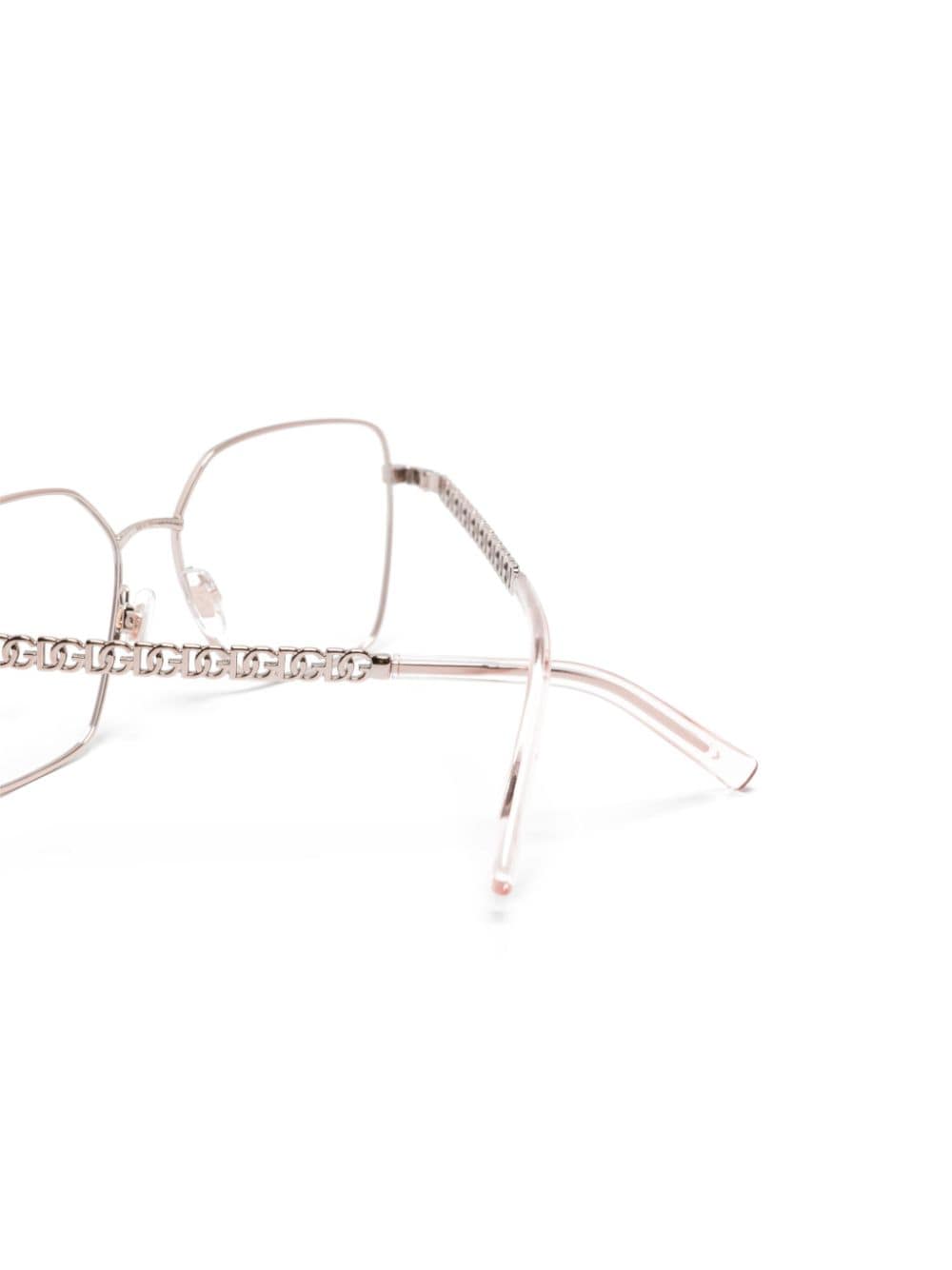 Shop Dolce & Gabbana Logo-lettering Geometric-frame Glasses In Pink