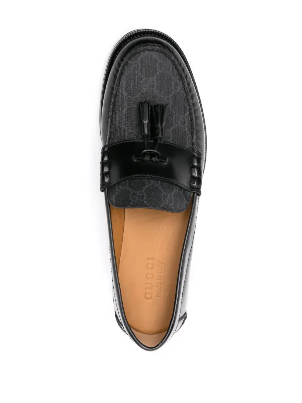 Gucci tassel detail GG Canvas Loafers Black FARFETCH AE