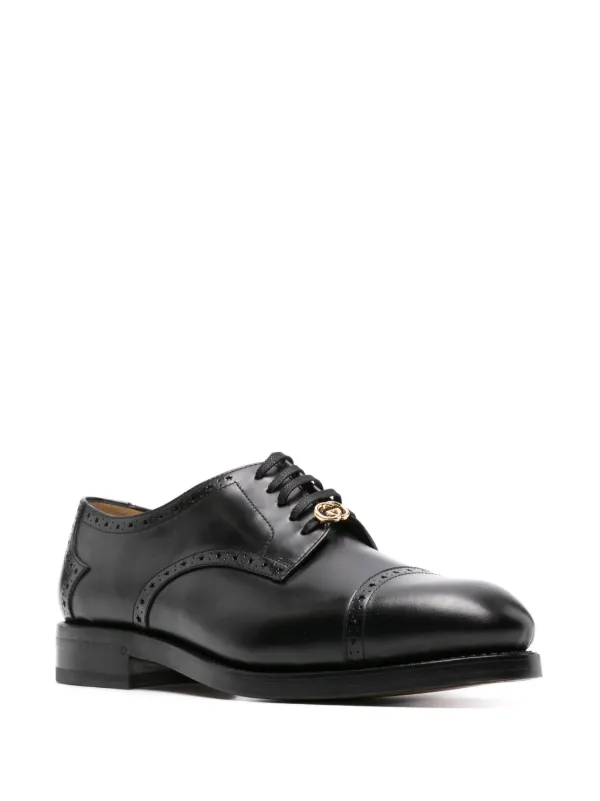 Gucci Interlocking G plaque leather brogues men Calf Leather Calf Leather Calf Leather 6 Black