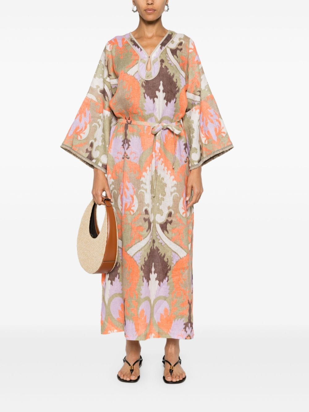 Bazar Deluxe abstract-pattern print midi dress - Oranje
