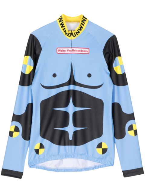 Walter Van Beirendonck Dummy-print long-sleeve cycling top